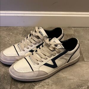 VansLowland ComfyCush JMP R Vintage Leather Shoes 'White Navy' Size 11